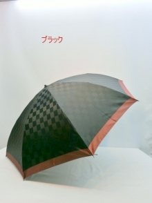 通年新作）雨傘・折畳傘-紳士　日本製甲州産先染朱子格子生地市松柄軽量大寸傘