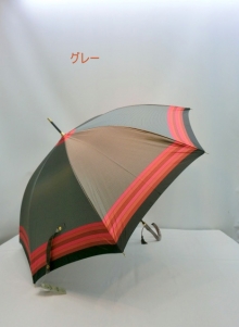通年新作）雨傘・長傘・婦人　甲州産先染朱子織格子生地使用軽量ジャンプ骨日本製傘