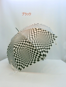 通年新作）雨傘・長傘-婦人　立体市松格子柄グラスファイバージャンプ傘