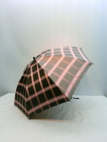 通年新作）雨傘・折畳傘-婦人　日本製甲州産先染朱子格子織生地軽量コンパクト折畳傘