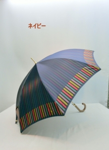 通年新作）雨傘・長傘-婦人　甲州産先染め朱子格子軽量金骨ジャンプ雨傘