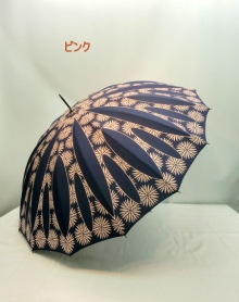通年新作商品）雨傘・長傘-婦人　16本骨菊の花型手開傘