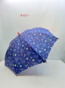 019通年新作）雨傘・長傘-ジュニア　リサ＆ガスパールお買いものリサ柄カラー手元ジャンプ傘