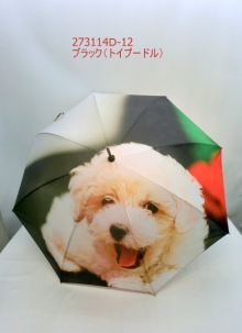 2019通年新作）雨傘・長傘-婦人　ポンジーデジタル全面プリントドッグ柄ジャンプ雨傘