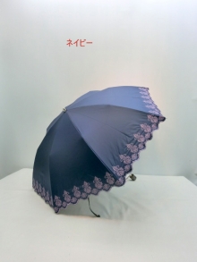 2019春夏新作）晴雨兼用傘・折畳傘婦人　全天候型紫外線99％カット遮蔽効果フレアオーナメント柄軽量折傘