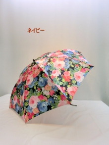 2019通年新作）雨傘・折畳傘ー婦人　つやつやサテン花柄転写プリント日本製軽量コンパクト折傘