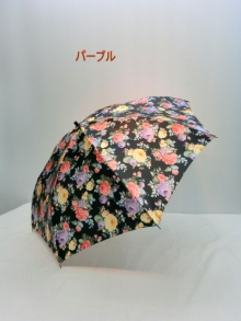 2019通年新作）雨傘・折畳傘ー婦人　つやつやサテン花柄転写プリント日本製軽量コンパクト折傘